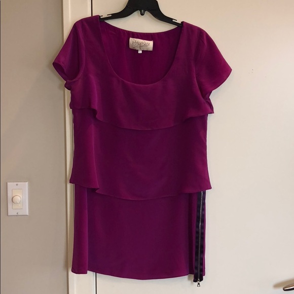 Magenta Rory Becca Tiered Silk Shift - Picture 4 of 6